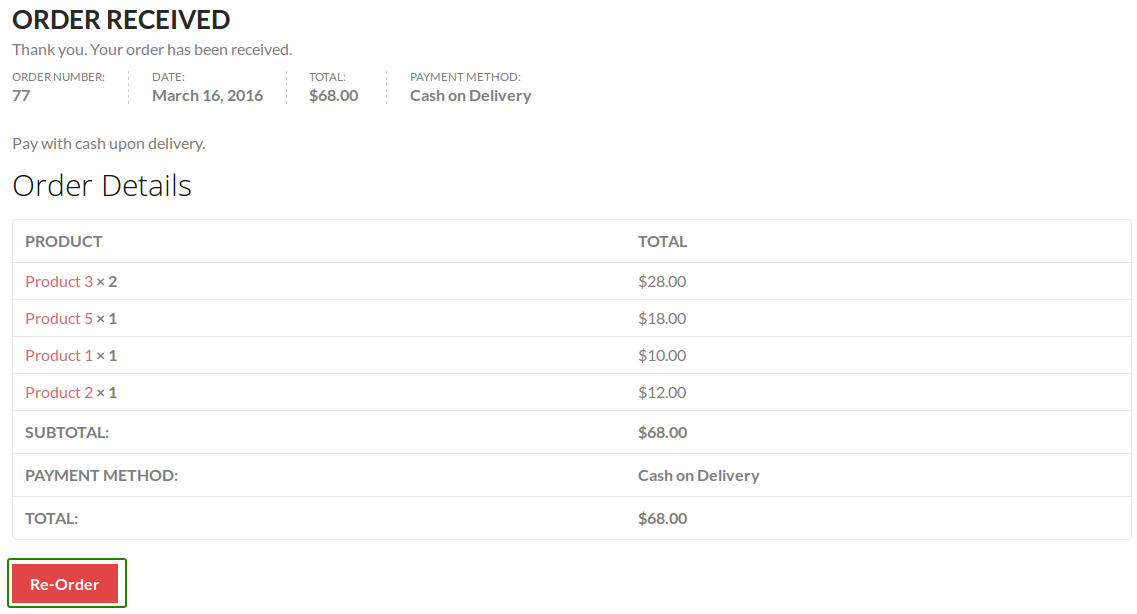 Re-Order Your WooCommerce Orders By One Click