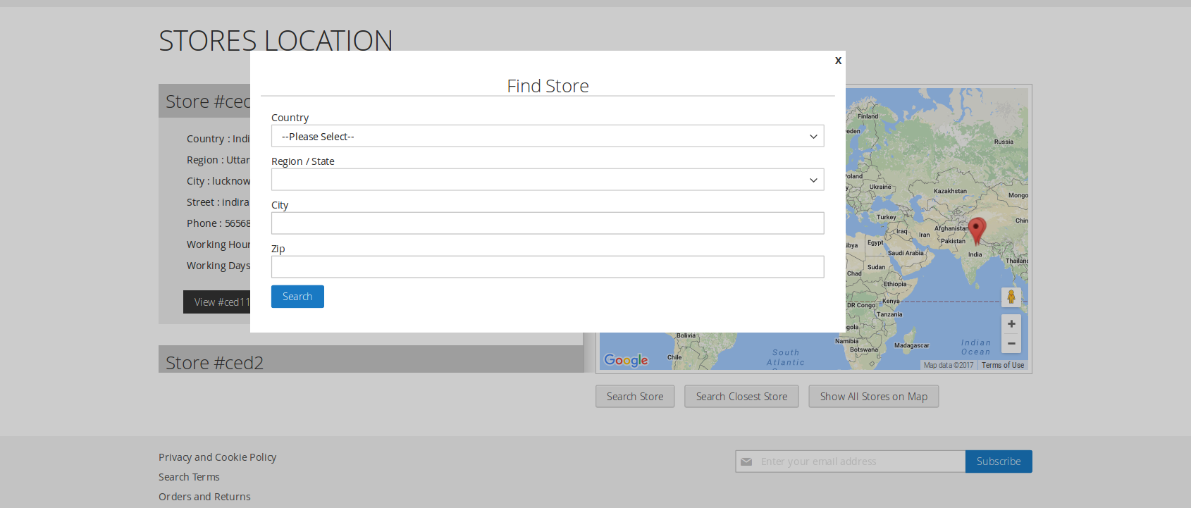 Search for the store using any one of the information