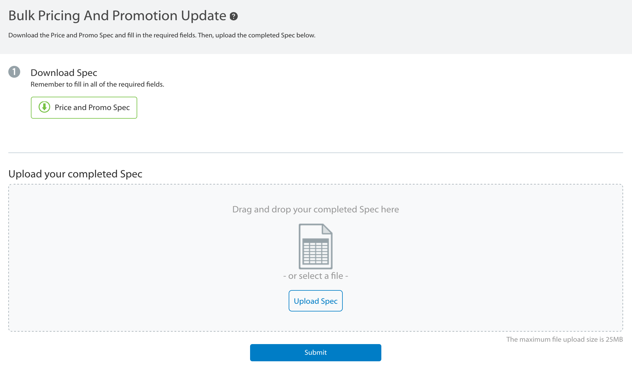 How to update Item pricing through Walmart Seller Center