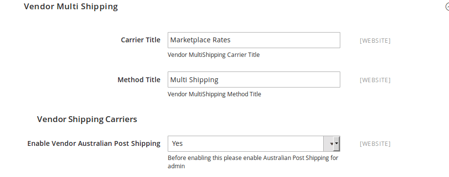 Vendor Australia Post Shipping extension