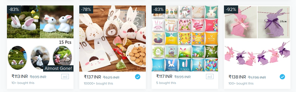 Easter related products on Wish