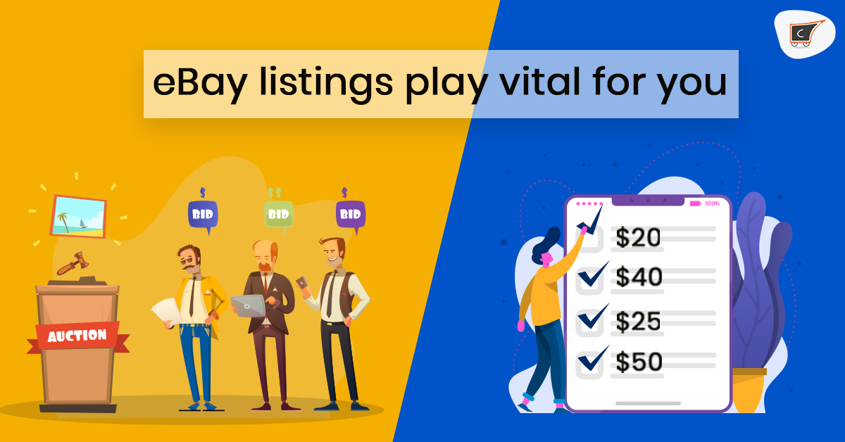 How eBay auction or fixed price listings help sellers grow?