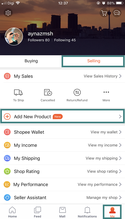 how to sell on Shopee