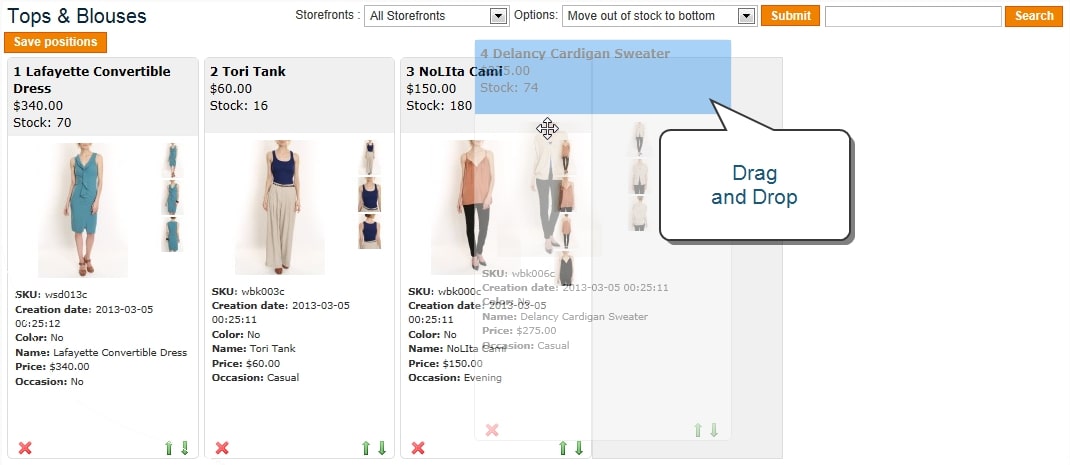 catalog visual merchandiser slide drag and drop magento commerce edition