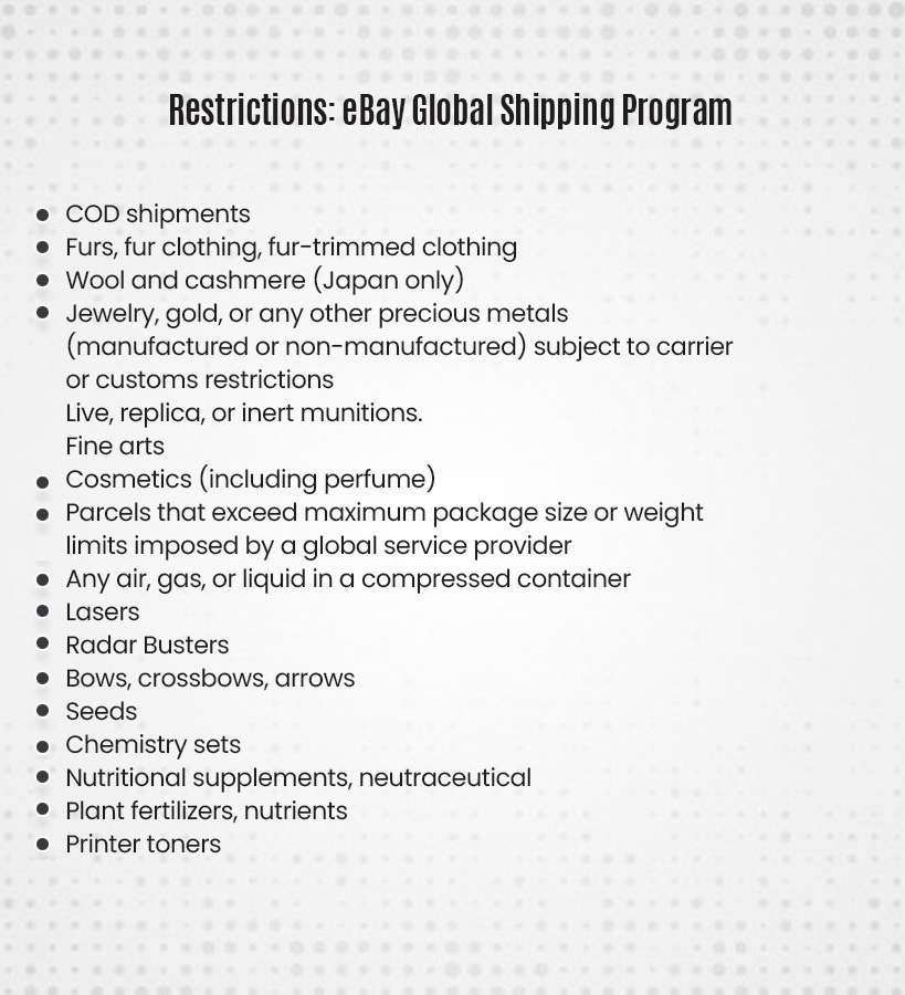 Restriction on eBay Global Shipping Program