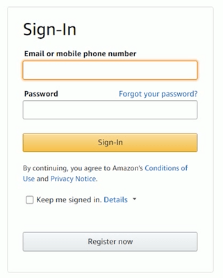 Amazon A+ content sign-in page
