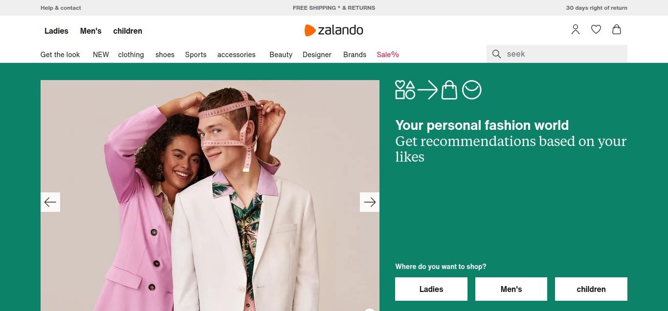 Shopping online outlet zalando