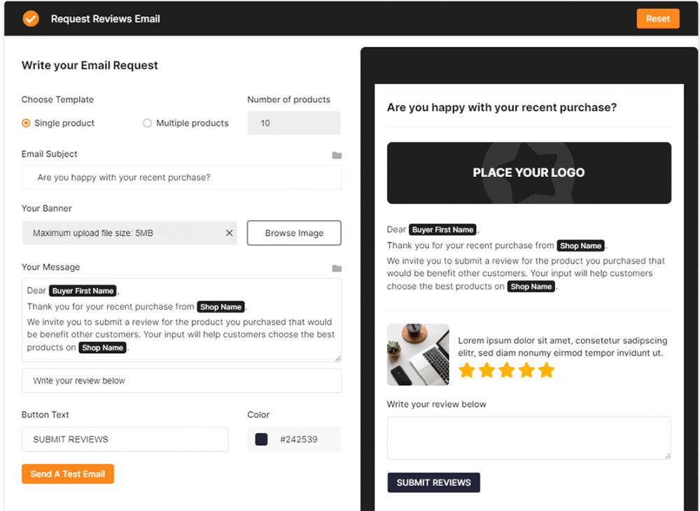 Collect reviews via email