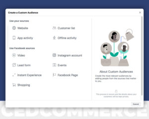 The image displays the creation page of Custom Audiences.