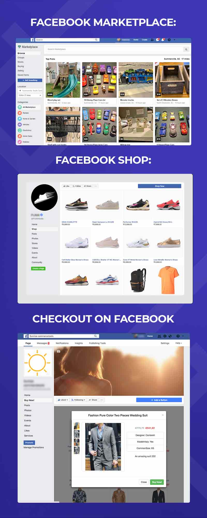 Difference Facebook Surfaces to sell onrfaces to sell on