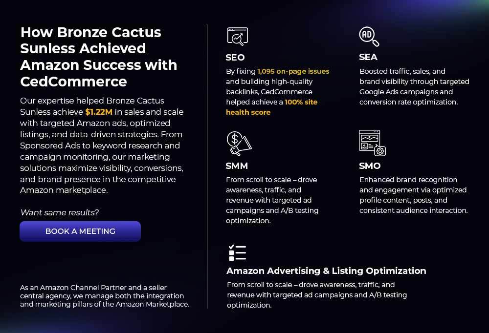 Bronze Cactus Success Story - Amazon Marketing Services by CedCommerce