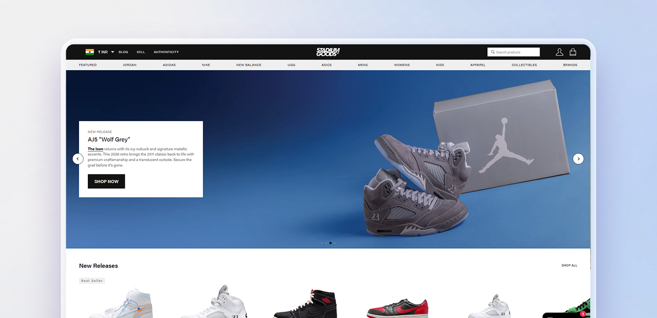 Stadium Goods website screenshot